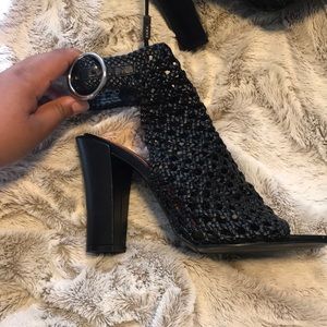 Zara Woven Open-Toe Heels